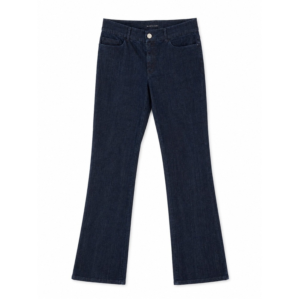 Elie Tahari Adena Flare Jean 14 Mid Rise Dark Blue Work Trouser Inseam 33.5"